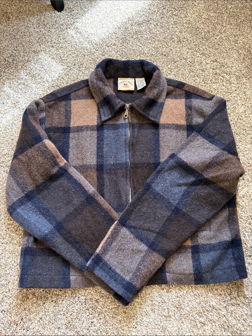 Vintage Women’s County Seat Wool Cropped Shacket - Size Large